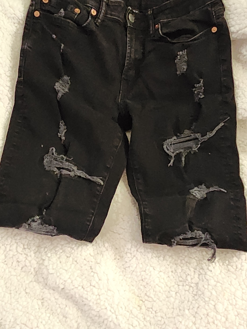 Black Distressed Denim Shorts American Eagle Size 29X30